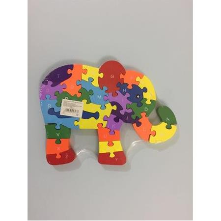 Ahşap Renkli Fil Figürlü Puzzle ( Sayılı ve Alfabeli)